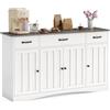 Xbro Credenza Cucina 140 cm, Madia con 3 Cassetti, 4 Ante e Ripiani | Credenza cucina con piano effetto legno, 3 cassetti, 4 ante, ripiani regolabili e kit antiribaltamento per sala pranzo