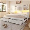 Lekvvied Divano letto in legno 90x190 cm con letto estraibile, letto singolo con contenitore, cassetti, ripiani, armadietti e vani a giorno, struttura letto dotata di prese e LED, bianco