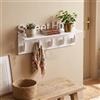 Baroni Home Mensola da Parete Sweet Home con Ripiano e 5 Ganci in Plastic Wood, Appendiabiti da Ingresso, Porta Chiavi e Organizer da Muro, Facile da Montare e Pulire, 60x12x24 cm