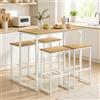 GOKHOMX Tavolo da Bar con 4 Sgabelli, Design Salvaspazio, Rovere e Bianco | Set Tavolo Alto (100x50x90cm) e 4 Sedie | Struttura in Metallo | per Cucina Sala da Pranzo Angolo Bar Bistrot e Piccoli Spazi