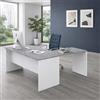 Linea Azzurra Scrivania Ufficio Cemento Made in Italy Tavolo da Lavoro 160 con Prolunga 80 per Ufficio e Soggiorno EleganteL 80 x H 74 x P 60 Facile da Montare