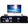 Azkoeesy Mobile TV con illuminazione a LED, effetto lucido, 160 x 40 x 52 cm, con 2 cassetti e ripiani in vetro, moderna tavola TV per TV fino a 65 pollici per soggiorno (nero)