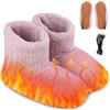 Bztezml USB Pantofole Riscaldanti Elettriche, Scarpe Riscaldanti in Peluche | Scaldapiedi Riscaldato Ricarica USB, per Donna, Adulto, Il Comfort Invernale Freddo, Ufficio, Massaggio in Camera da Letto