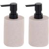 Douceur d'Intérieur Granite Dispenser per Sapone, Diametro 7 x 16 cm, poliresina, Tinta Unita, Sabbia (Confezione da 2)