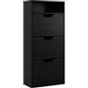 Relaxdays Scarpiera ripiano, H x L x P 140x60x24 cm, per 14 paia, 3 ribalte, ingresso, effetto legno, grigia