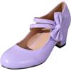 Generisch Mary Janes - Scarpe da donna eleganti con tacco alto con fiocco, doppio cinturino, tacco a blocco, punta rotonda chiusa, comode scarpe da lavoro, per matrimoni, Oktoberfest e feste