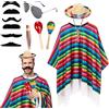 LUKIUP 6 pezzi, costume messicano, poncho messicano, cappelli da uomo e donna, per Halloween, carnevale, feste a tema
