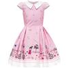 BlackButterfly Vestito Bambina Olivia Stampa Cuori | Gonna a Pieghe, Maniche ad Aletta, Colletto Tondo a Contrasto, Fantasia sul Fondo, Foderato, 3-14 Anni