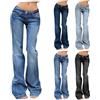 Generisch Jeans da donna Baggy Y2K, pantaloni a zampa da donna, hippie, pantaloni cargo a vita bassa, in denim, elasticizzati, moderni, jeans a zampa, stile vintage, per il tempo libero