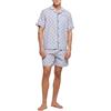 POMPEA Pigama Uomo Narciso in Cotone, Pigiama Corto T-Shirt con Bottoni e Pantaloncino a Fantasia