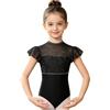 MSemis Body da Ginnastica Artistica Bambina Balletto Leotards Manica Corta Body Danza Classica in Pizzo Jumpsuit Sportiva da Allenamento Bodysuit da Pattinaggio Artistico