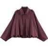Generico Giacca Bomber Donna in Finta Pelle Scamosciata Autunno con Risvolto e Zip | Bomber Donna Corto,Giacca Camoscio Leggero,Giacche Maniche Lunghe Moda Streetwear,Giacca Casual Oversized per Mezza Stagione