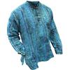 Shopoholic Fashion Camicia da Uomo a Righe StoneWashed Leggera Stile Hippie da Nonno