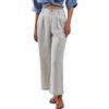 Amazhiyu Pantaloni estivi da donna 100% lino a vita alta con tasche