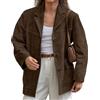 loveimgs Giacca da donna retrò marrone in finta pelle scamosciata giacca blazer cappotto vecchio denaro estetica autunno giacca bomber Y2k oversize