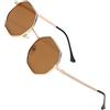 tuwiwol Occhiali da sole esagonali in metallo con protezione UV Montatura leggera Occhiali da sole esagonali in metallo Uv400 alla moda unisex alla moda