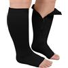 ZFSOCK Calze Compressione Graduata Donna Uomo: Taglie Forti Calzini Contenitive Gambaletto con Cerniera Obesi Polpaccio Punta Aperta per Vene Varicose Circolazione Sportive Aereo Gravidanza 20-30 mmHg 1 Paia
