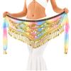 Baisdan Cintura di Danza del Ventre da Donna, Gonna per Danza del Ventre con Monete e Costume per Danza del Ventre con Strass Colorati