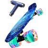 D Deleven Deleven Skateboard 56cm con Ruote LED, Tool per Skate e Cuscinetti Abec 7 - Per Bambini Principianti Ragazze Ragazzi Adolescenti Adulti