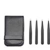 Amazon Basics pinzette professionali, in acciaio inox per rimozione di peli del viso, sopracciglia, ciglia o peli incarniti, con custodia da viaggio, Confezione da 4, colore: nero