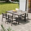 Devoko HDPS Set Tavolo e Sedie da Giardino 5 Pezzi Resistente alle Intemperie, Completo di Tavolo 150 cm e 4 Sedie da Esterno in Alluminio, Finitura a Vena di Legno e Facile da Manutenzionare (Grigio)