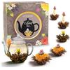 Creano Confezione Regalo di Fiori di Tè Nero - Flower Design - con Teiera in Vetro da 500 ml & 6 Tè Neri - Regalo di Natale - Regalo per Donne e Amanti del Tè