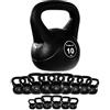 MOVIT® Kettlebell 1-20 kg, Plastica Salvapavimento, Ergonomico, Base Piatta | 9 Pesi a Scelta, Indicazione kg Visibile, Protezione Pavimento; Peso con Maniglia per Fitness, Ginnastica e Allenamento