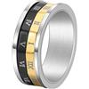 Ayoiow Anelli Uomo Acciaio Personalizzato 8MM Tricolore Anello Fedina Giradischi con Numeri Romani