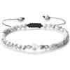 Ayoiow Regolabile Braccialetto Donna Pietra Naturale, 4mm Pietra Naturale Bianco Donna Bracciale