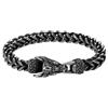 Flongo Viking Drago Bracciale da uomo: catena a maglia barbazzale nera in acciaio inox cubana, con testa di drago, bracciale da uomo, bracciale punk vichingo, gioiello nordico, 22,5 cm, regalo per lui