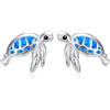 TANGPOET Orecchini a forma di tartaruga, per donne e ragazze, in argento 925, con opale blu, per bambini, Oro bianco, Opale sintetico
