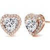 FEIKFEIZ Orecchini da donna con moissanite, in argento 925 placcato in oro rosa 18 | Orecchini da donna con moissanite coltivata in laboratorio, 1 ct, a forma di cuore, idea regalo