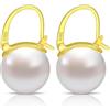 HUGE TOMATO Orecchini di perle, orecchini di perle grandi eleganti da 12 mm in argento sterling 925 fibbia placcata in oro 14 carati per donna alla moda, orecchini pendenti per regalo, Argento