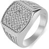 Mesnt Anelli Fidanzamento, Uomo Anello Quadrato con Zirconia cubica 16MM in Acciaio Inossidabile