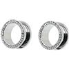 Ayoiow 2 Pezzo Tunnel Dilatatore Orecchio Acciaio, Dilatatore Lobo Uomo 4-20mm con Zirconia Cubica Dilatatore Tunnel Argento