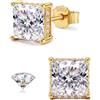 Morfetto Moissanite Orecchini Uomo Donna Argento 925 Placcatura Oro 18K | Orecchini Punto Luce Ipoallergenici Argento S925 con Moissanite Taglio Princess Brillante Color D VVS1 Alternativa Diamante