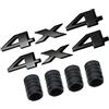 HIGGER 1Pcs 3D Metal 4X4 Logo Car Badge Emblem Sticker + 4Pcs Stile zigrinato con tappi valvola di base in plastica per Universal Car Styling Accessori decorativi (Nero)