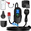 AFYEEV Colonnina Ricarica Auto Elettrica 11kw con App [trifase| 7m| 6-16A] | Cavo ricarica auto elettrica Tipo 2 Corrente regolabile,Ricarica ritardata di 1-15 ore, con adattatore rosso da CEE-Schuko