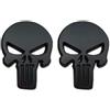 Ham-Hash Set di 2 adesivi in metallo 3D, autoadesivi, stile punisher, per auto, moto, laptop, argento, rosso o nero (nero)