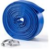 VEVOR Tubo di Scarico Piatto in PVC per Irrigazione Lunghezza 15,2 m Blu Diametro Interno 38,1 mm, per Pompa Sommersa, con Filtro di Sabbia, Pressione di Esercizio 6,2 bar, con Fascette Stringitubo