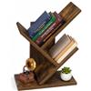 VOUNOT® Libreria ad Albero a 2 Ripiani 30x16x40,5cm, Marrone Rustico | Porta Libri, Riviste e CD, Libreria Verticale Salvaspazio, Antiribaltamento, per Soggiorno, Camera da Letto e Ufficio