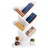 VOUNOT® Libreria ad Albero, Scaffale a 4 Ripiani 30x16x60cm, Bianco | Porta Libri, Riviste e CD, Libreria Verticale Salvaspazio, Antiribaltamento, per Soggiorno, Camera da Letto e Ufficio