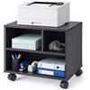 Relaxdays Supporto per stampante, nero | Con ruote, 3 scomparti, portata 30 kg, HLP: 35 x 40,5 x 30 cm
