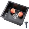 Vocnafy Lavello da cucina in acciaio inox 304, nero canna di fucile, profondità 20 cm, con kit di scarico, scarico a X, riduzione del rumore e anti-condensa, 35 x 25/35 x 50/38 x 30/45 x 40 cm
