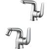 Generico Coppia di rubinetti bagno monocomando con leva laterale, miscelatori per lavabo e bidet - Boleco