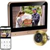 zuxunu Audio Bidirezionale 2K Spioncino Digitale WiFi con Rilevatore di Movimento | Spioncino Senza Fili Videocitofono con 140°Angolo Schermo a Colori da 4.3,Porta Blindata,Visione Notturna