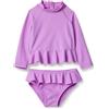 Amazon Essentials Camicetta a Maniche Lunghe con Scollo a Balze in Raso di Cotone, Vestibilità Comoda Bambine e ragazze