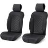 Amazon Basics Coprisedili anteriori per auto, traspiranti, in similpelle, universali, colore nero, confezione da 2
