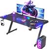 JUMMICO Scrivania Professionale per Gamer 160 x 60 cm, Illuminazione RGB Tattile, Piano in Fibra di Carbonio Nero, Supporto per Cuffie, Design Ergonomico