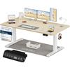 Homall Scrivania Regolabile in Altezza 160x80 cm con Porta USB, Beige | Standing Desk con 6 Tasti Memoria Altezza, 2 Ganci e Cassetto Cavi, Ergonomica, Elettrica Scrivania Gaming，Scrivania Ufficio